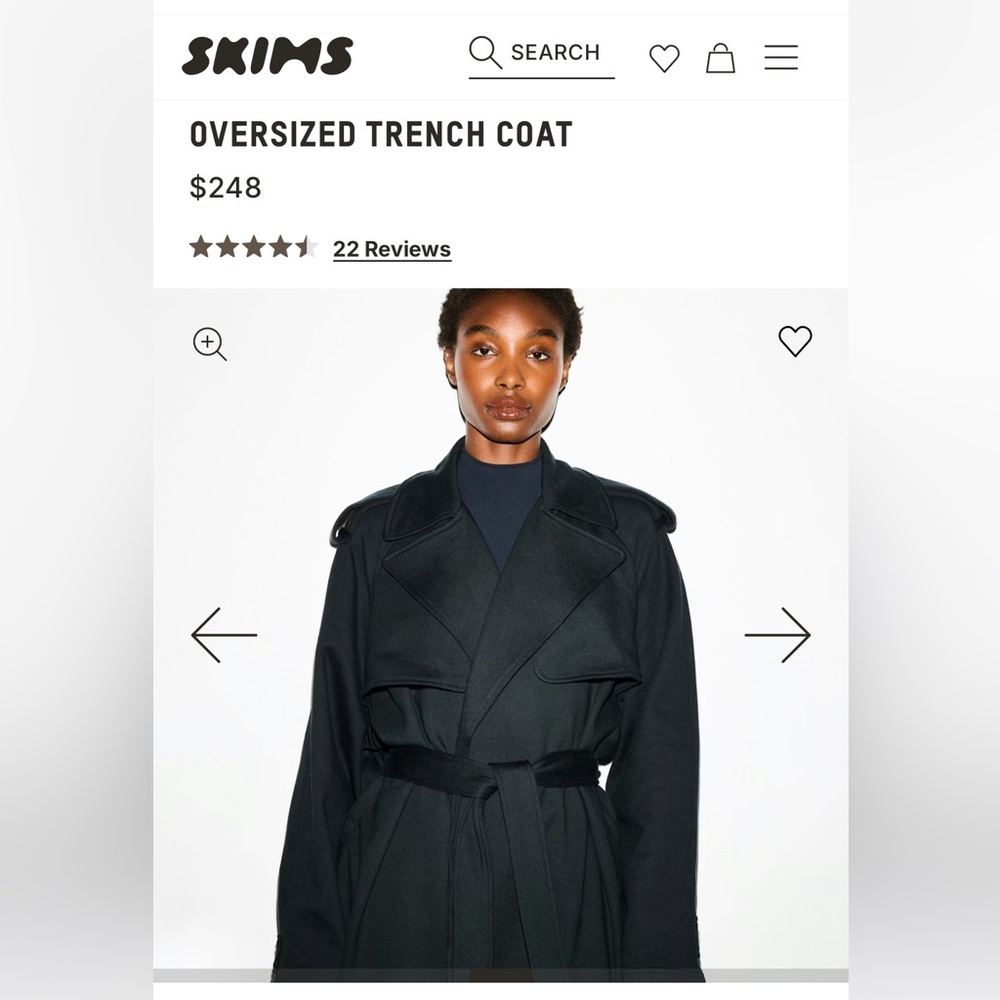 SKIMS Black Oversized Trench Coat